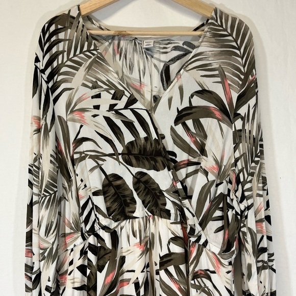 Old Navy Palm Print Faux Cross Over Mini Dress Long Sleeve Plus Size XXL - Picture 6 of 9